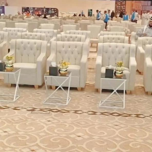 Elegant sofa rental setup for a VIP event lounge