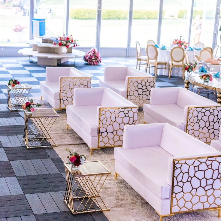 Modern lounge sofa rental for event reception